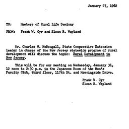 Announcements, 1962-01-27. ...