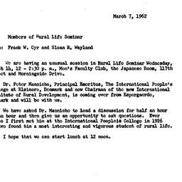 Announcements, 1962-03-07. ...
