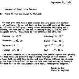 Announcements, 1961-09-27. ...