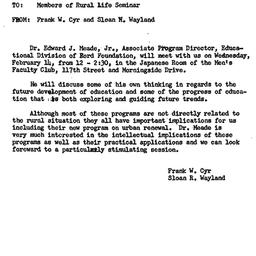 Announcements, 1962-02-08. ...