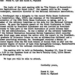 Announcements, 1962-12-07. ...