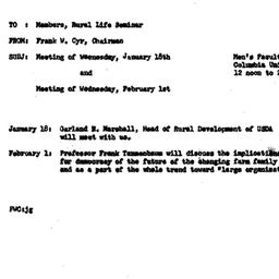 Announcements, 1961-01-15. ...