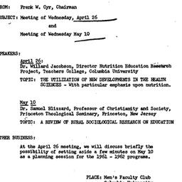 Announcements, 1961-04-20. ...
