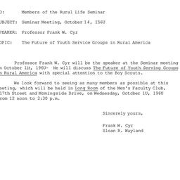 Announcements, 1964-10-21. ...