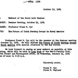 Announcements, 1964-10-12. ...