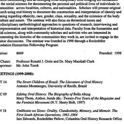 Schedules, Oral History: Th...