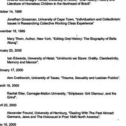 Schedules, Oral History: Th...