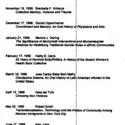 Schedules, Oral History: Th...