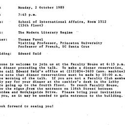 Announcements, 1989-10-02. ...