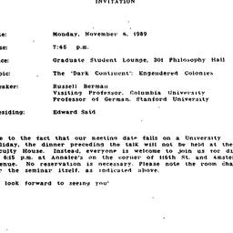 Announcements, 1989-11-06. ...