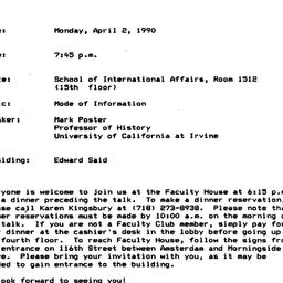 Announcements, 1990-04-02. ...