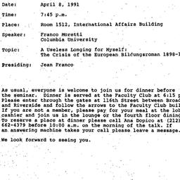 Announcements, 1991-04-08. ...