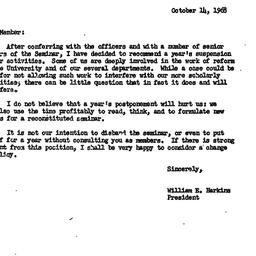 Announcements, 1968-10-14. ...