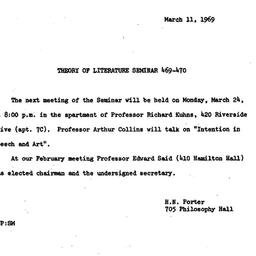 Announcements, 1969-03-11. ...
