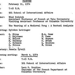 Minutes, 1974-02-11. The Th...