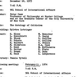 Minutes, 1973-12-10. The Th...