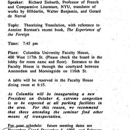 Announcements, 1993-10-04. ...