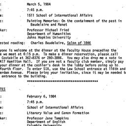 Announcements, 1984-03-05. ...