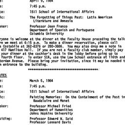 Announcements, 1984-04-09. ...