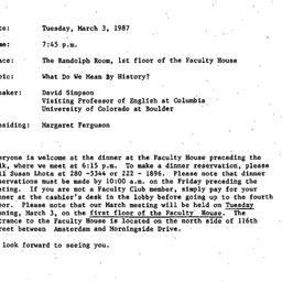 Announcements, 1987-03-03. ...