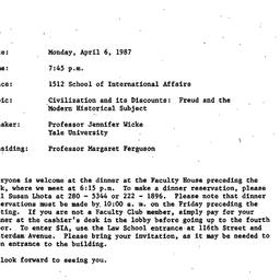 Announcements, 1987-04-06. ...