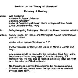 Announcements, 1995-02-06. ...