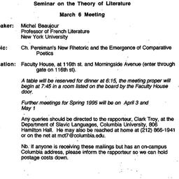 Announcements, 1995-03-06. ...