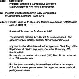 Announcements, 1994-11-14. ...