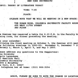 Announcements, 1992-10-05. ...