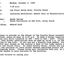 Announcements, 1988-10-03. ...