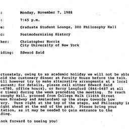Announcements, 1988-11-07. ...