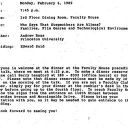 Announcements, 1989-02-06. ...
