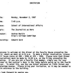 Announcements, 1987-11-02. ...