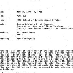 Announcements, 1988-04-04. ...