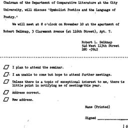 Announcements, 1969-11-03. ...