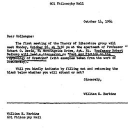 Announcements, 1964-10-14. ...