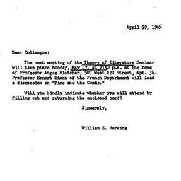 Announcements, 1965-04-29. ...