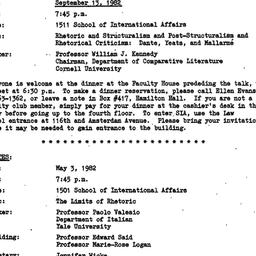 Announcements, 1982-09-13. ...