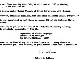 Announcements, 1972-10-02. ...