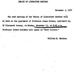 Announcements, 1967-11-03. ...