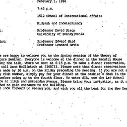 Announcements, 1986-02-03. ...
