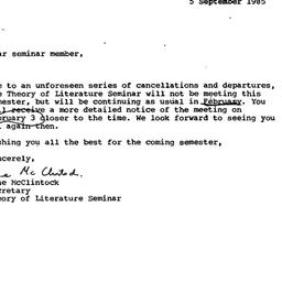 Announcements, 1985-09-05. ...