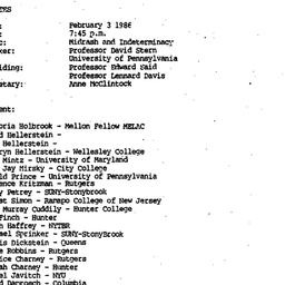 Minutes, 1986-02-03. The Th...