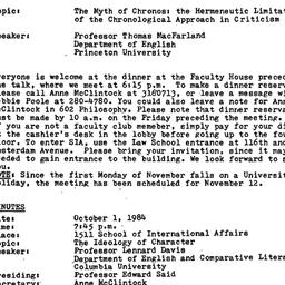 Announcements, 1984-11-12. ...