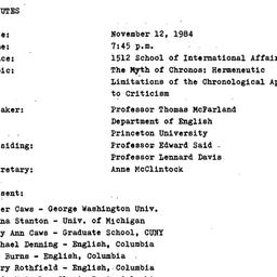Minutes, 1984-11-12. The Th...