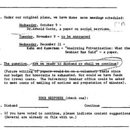 Announcements, 1985-09-19. ...