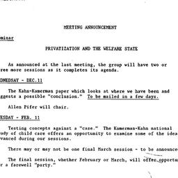 Announcements, 1985-12-11. ...