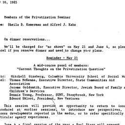 Announcements, 1985-05-29. ...