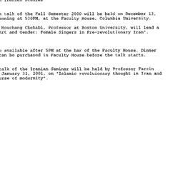 Announcements, 2000-12-13. ...