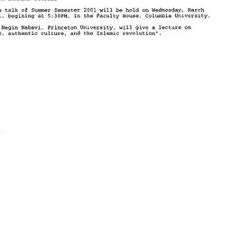 Announcements, 2001-03-28. ...
